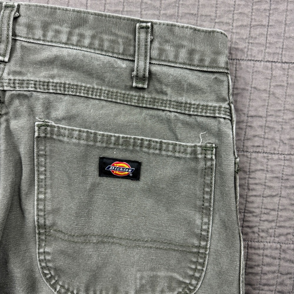Dickies Mens 33x32 (32x31) Relaxed Fit Carpenter Pants Green Canvas Workwear - Picture 3 of 11